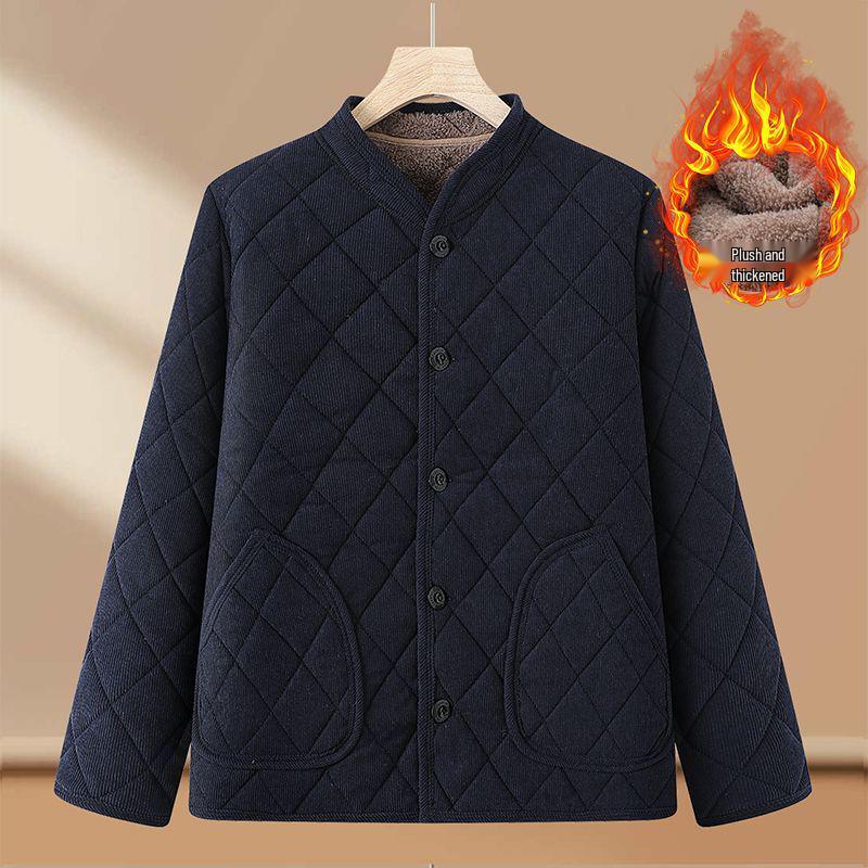 Men's Thickened Winter Cotton Jacket with Fleece Lining – Warm, Cold-Proof Coat for Middle-Aged and Elderly Dads.