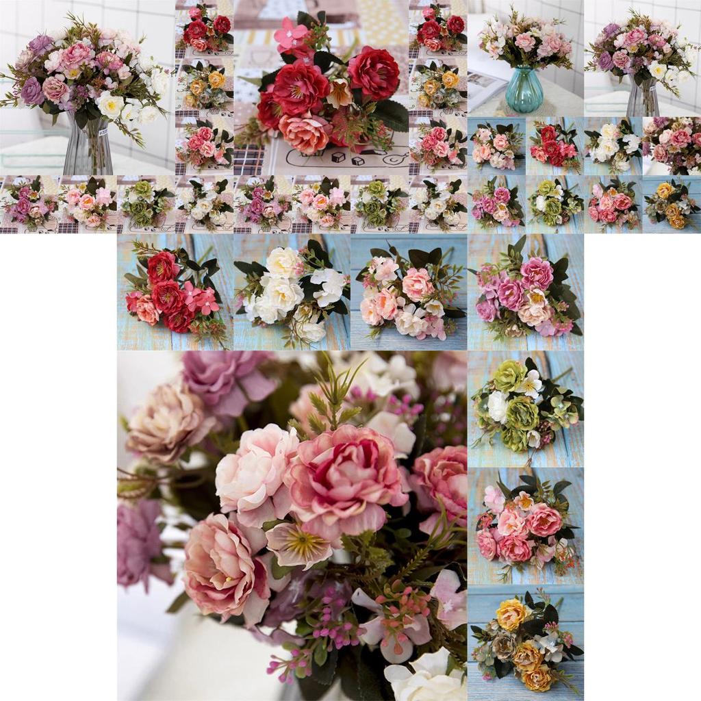 High Realistic Silk Peony And Rose Artificial Bouquet For Bridal And Event Decor