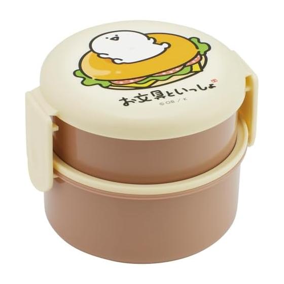 Skater Bento Box Round Lunch Box 500ml 2 Tiers with Fork Made in Japan Comes with Stationery 26 ONWR1-A