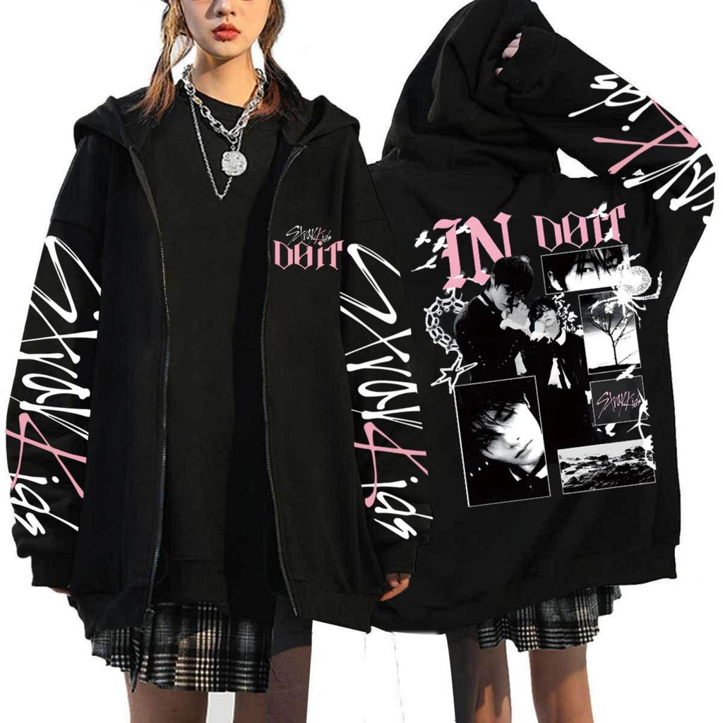 Moletom Feminino Casual Fashion Estampado de Manga Longa com Zíper e Capuz