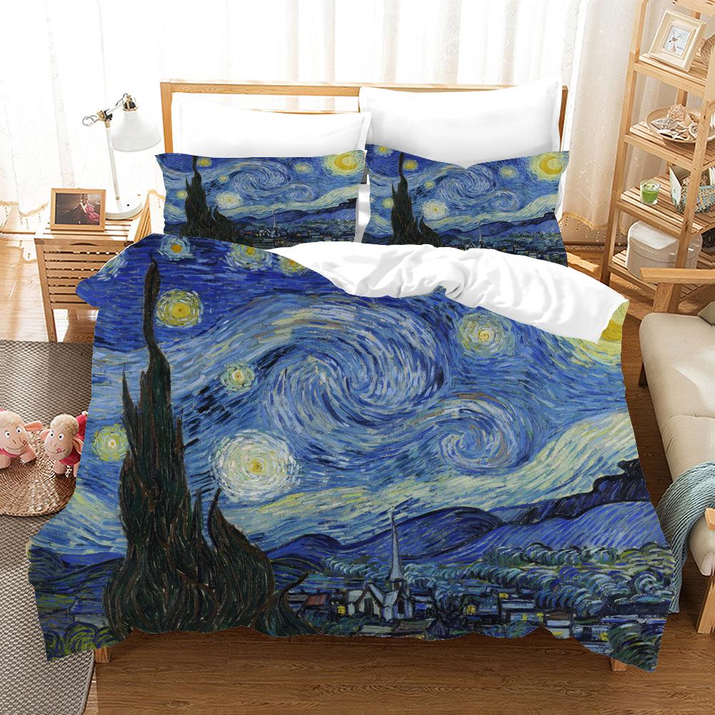 Famous Oil Painting 3D Comforter Bedding Set King Queen Twin Size Duvet Cover Sets Dropshipping Boy Christmas Gift Luxury Kids