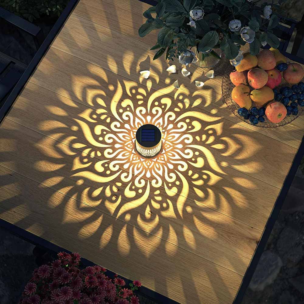 Outdoor Garden Solar Light Iron Art Hanging Light Hollow LED Landscape Light Garden Decoration Projection Light Waterproof