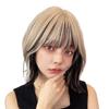 AQUADOLL Bob Wig with Outward Curls and Inner Color, Full Wig, Blonde, Pink, Free Size, NC2MBK-X. Milky Black (wg348NC2MBK-X)