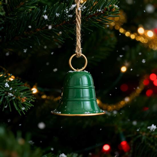 Yousheng Rustic Metal Christmas Bell Large Red Green Golden Jingle Bell Christmas Tree Hanging Decor Vintage Handmade Wind Chime for Tree Wreath Door