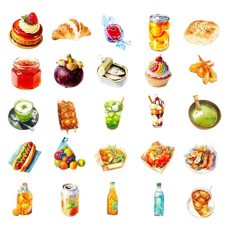 10/30/56 Stück Cartoon-Essen PVC Haftsticker Ästhetisch DIY Bunt Koreanische Dekoration Scrapbooking Zubehör