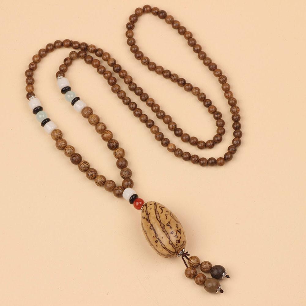 Originální etnický retro dlouhý řetízek na svetr, Nepálské vintage doplňky, Tibetský styl, Literární a univerzální náhrdelník pro muže a ženy