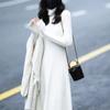 Dress Sweater Pullover Female Autumn/Winter French Celebrity Texture Solid High Neck Knitted Bottom Sweater Dress for Women