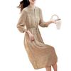 Silk dress fashion print retro seven-quarter sleeve medium and long  mulberry silk dress