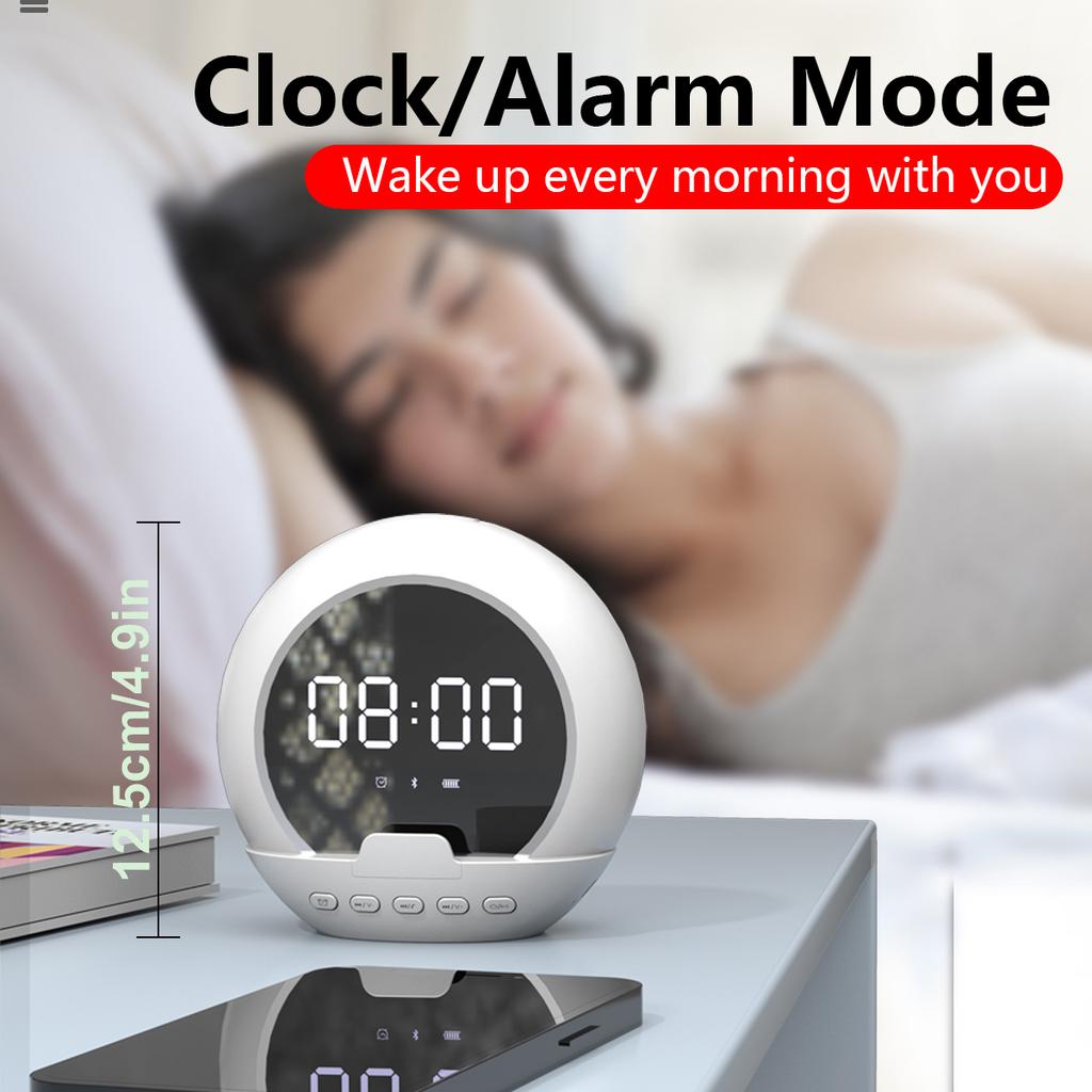 Digitaler Wecker Tragbarer Bluetooth-Lautsprecher Temperaturanzeige Musikplayer Wiederaufladbar für Zuhause Outdoor Reisen Badezimmer