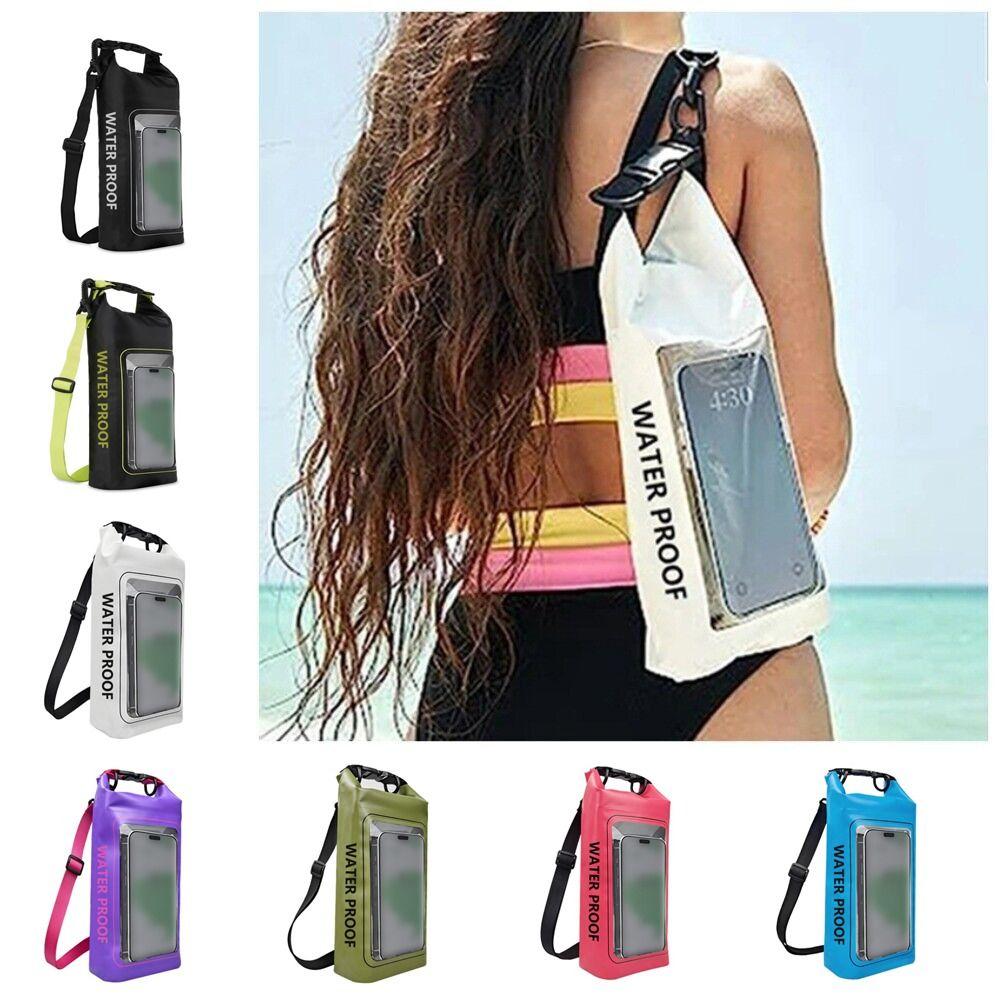 2L New PVC Clip Swimming Waterproof Bag Outdoor Mesh Material Messenger Bag 2-In-1 Beach Cell Phone Bag