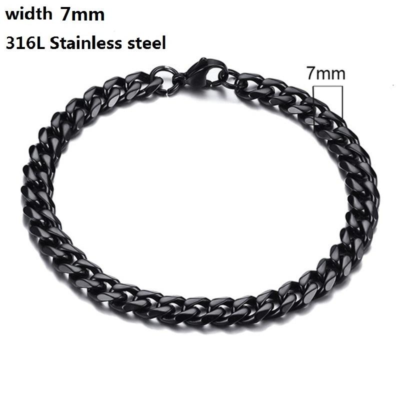 316L Stainless Steel Cuban Chain Bracelet for Men Women Figaro Vintage Metal Viking Kpop Pulseras Emo Cute Luxury Jewelry Gift