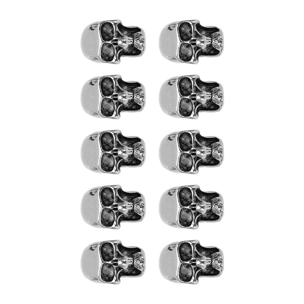 10 bucăți din aliaj de farmec pentru cap de craniu, pentru fabricarea de schelet, pandantive de craniu pentru breloc Paracord, gaură dublă