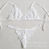 Sexy three-point female seduction lace bra open-file erotic underwear, transparent lace-up plus-size thong set