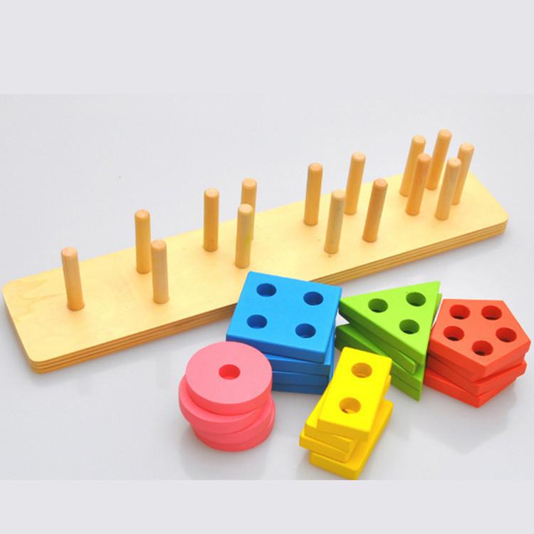 Wooden Geometric Shape Building Blocks For Kids Educational Toy For Learning And Play