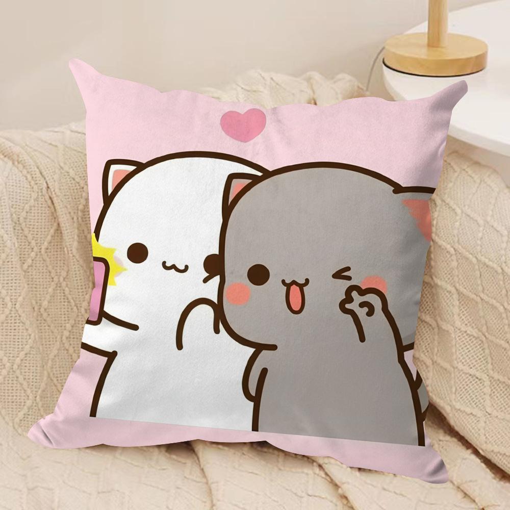Sweet Cute PPeach Gomas Cushion Cover Silky Short Plush Invisible Zipper Dustproof Sofa Pillow Case For Home Decor