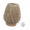 Table Lamp Double Layer Woven 3 Color Temperature Stepless Dimming Vintage Bedside Lamp for Bedroom