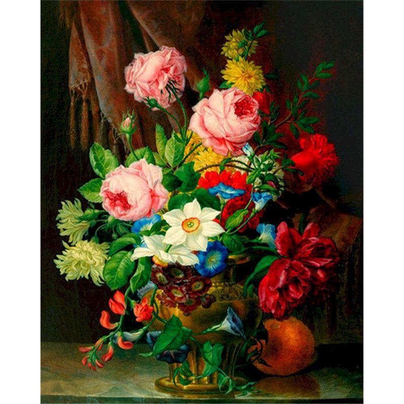 CHENISTORYNO Flower Picture Diy Painting By Numbers Kits Acrylic Canvas Painting Drawing Coloring By Numbers For Adults Diy Gift