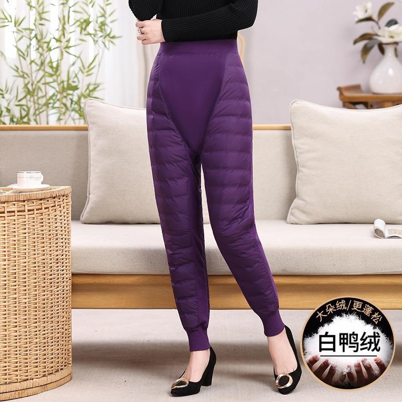 

Пуховые брюки для мужчин и женщин, парная одежда, с высокой талией, утолщенные пухом, для родителей, из белого утиного пуха, холодостойкие, теплые хлопковые брюки на зиму Women's - 5XL/195 (170-95kg recommended)