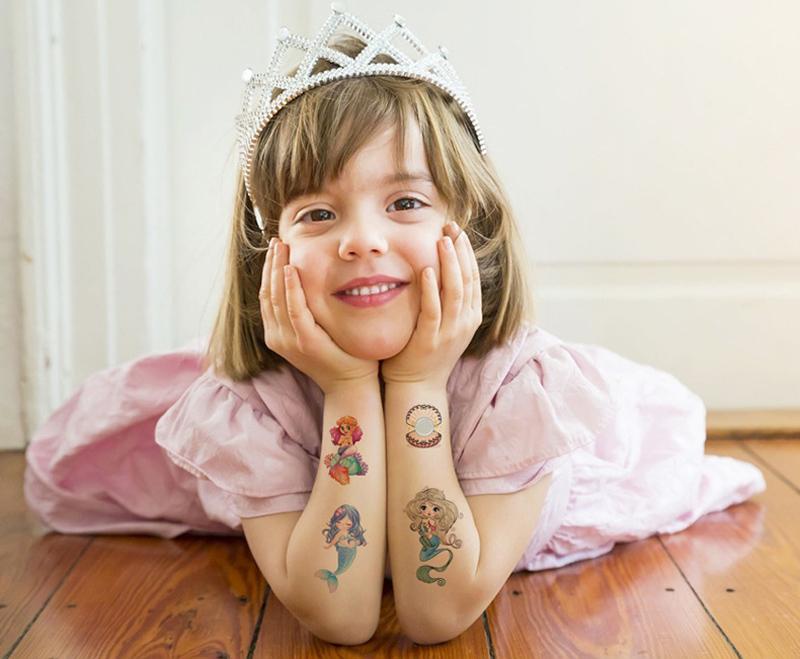 10 Sheets/Set Children's Cartoon Mermaid Tattoo Stickers Waterproof Cute Funny One-time False Tattoo for Kids Girls Gift