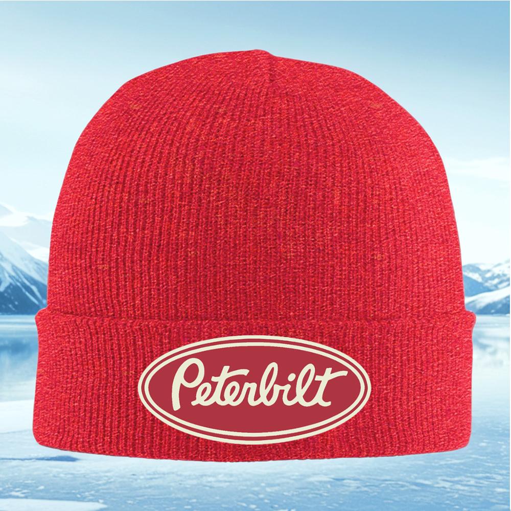 Oval Badge Peterbilt Text Emblem Men Women Unisex Knitted Hat Beanie Pullover Cap Winter Thermal Warm Christmas Outdoor Cycling