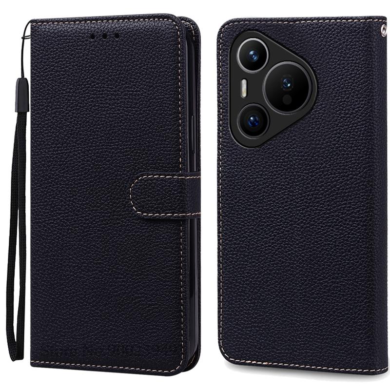 

Чехол для Huawei Pura 70 Чехол для Huawei Pura70 Pro Чехол-кошелек с откидной крышкой из кожи Чехол для Huawei Pura 70 Pro Чехол-книжка Магнитный чехол для телефона For Huawei Pura70 чёрный