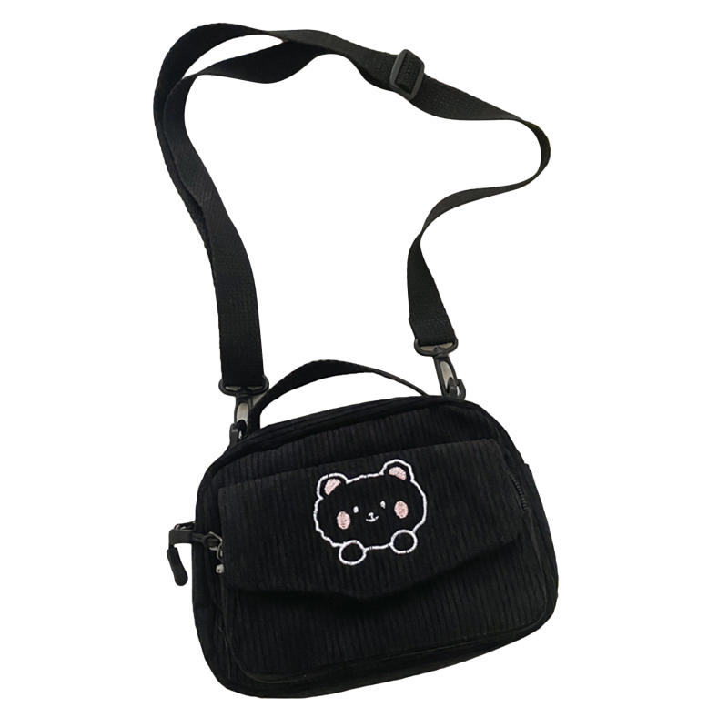 Women Girls Soft Corduroy Shoulder Bag Cute Japanese Korean Style Messenger Bag Purse Student Handbag Mini Satchel