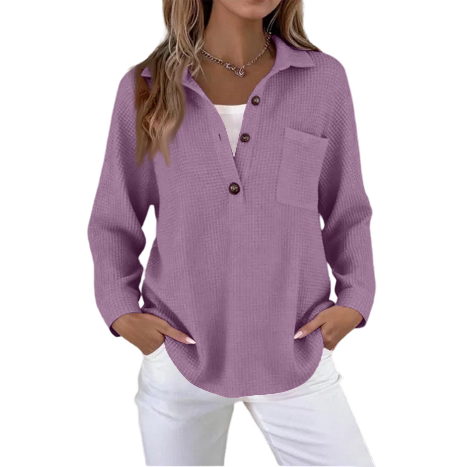 Women s Casual Loose Fashion Color Ribbed Long-Sleeved Pullover Top XL