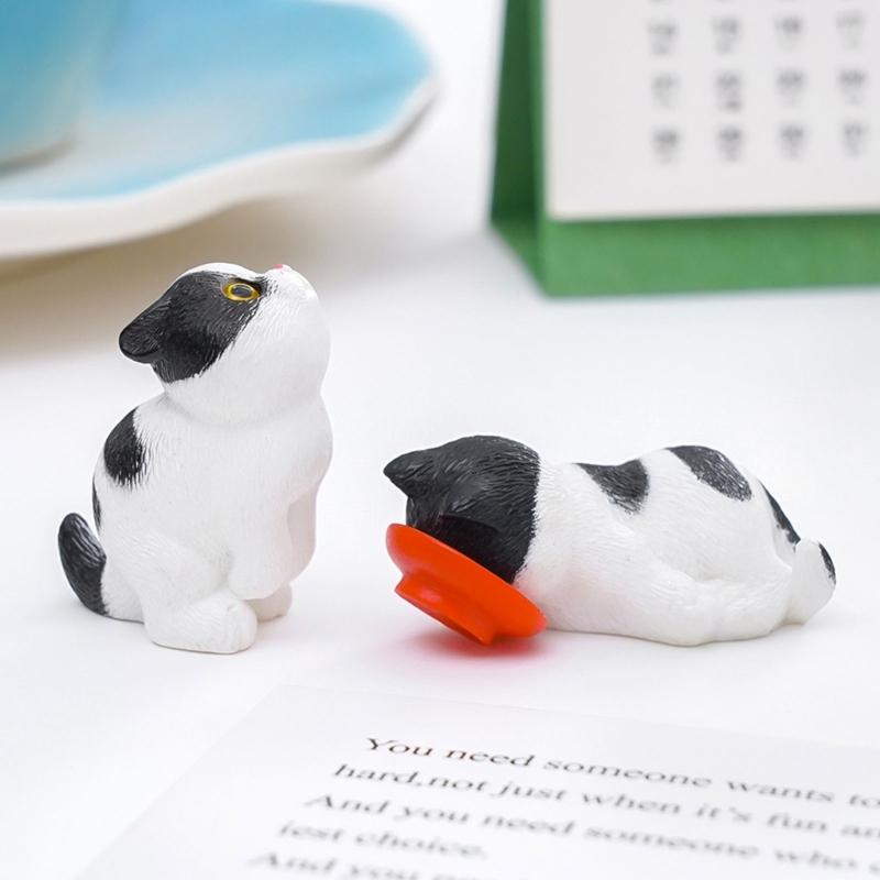 4 Piece Cartoon Miniature Cats Resins Figurines DIY Desktop Ornaments For Home Office Tabletop Decoration Gifting
