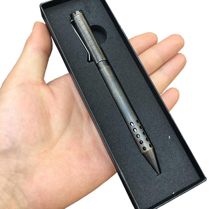 Retro Brass Pen With Gift Box Rollerball Pen Copper Durable Copper Gift Pen Handmade Signing Pen Outdoor Tools Party Gift