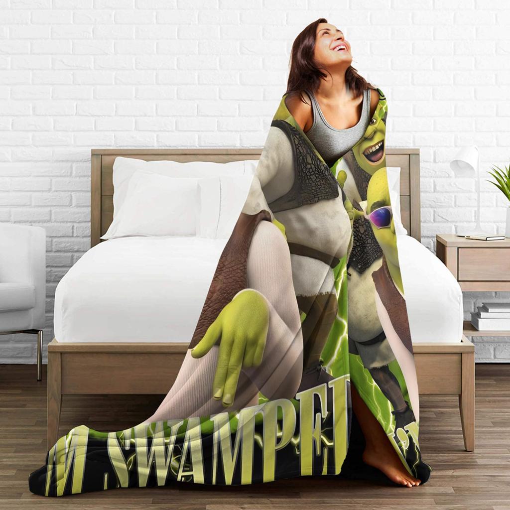 S-shreks Can't Today I'm Swamped Blanket  Picnic Flannel Throw Blanket For Outdoor Super Soft Custom DIY Quality Bedspread