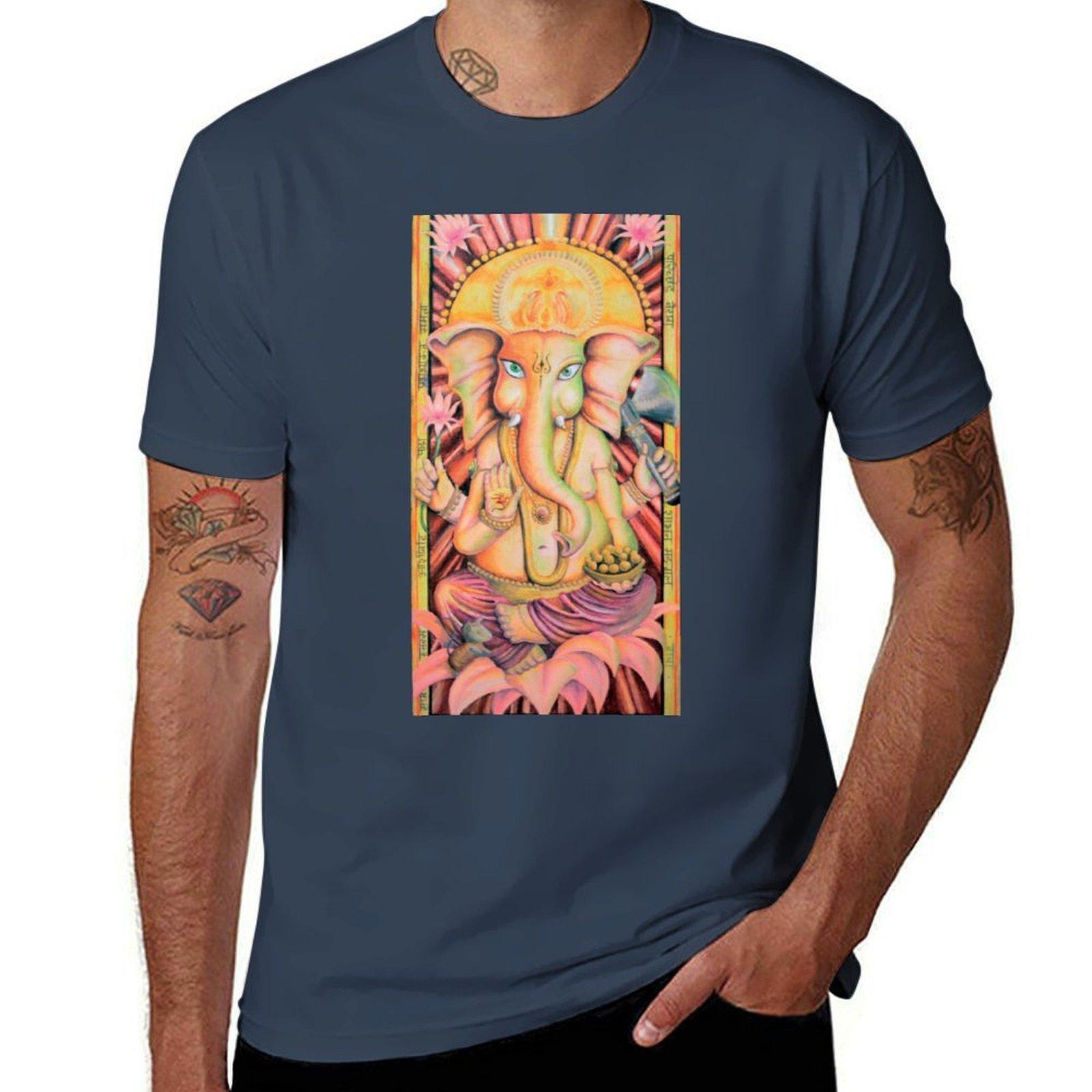 Lord Ganesha Tshirt All Match Print Short Sleeve Top S