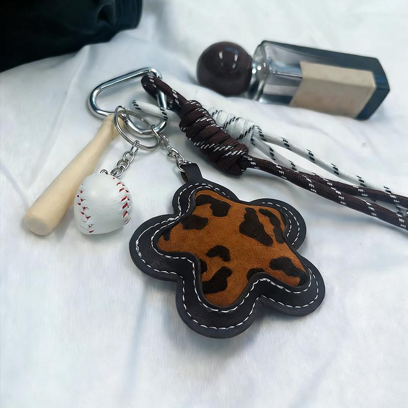 Yogodlns Matte Leopard Print Flower Mini Backpack Hanging Handbag Pendant Bag Pendant Bags Accessories