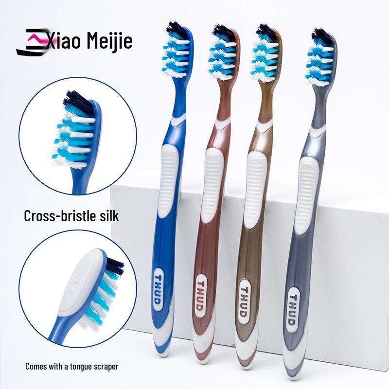 Three Smiles Adult Dual Bristle Toothbrush - Individually Packaged, Hard and Soft Bristles. Length: 18.5 cm