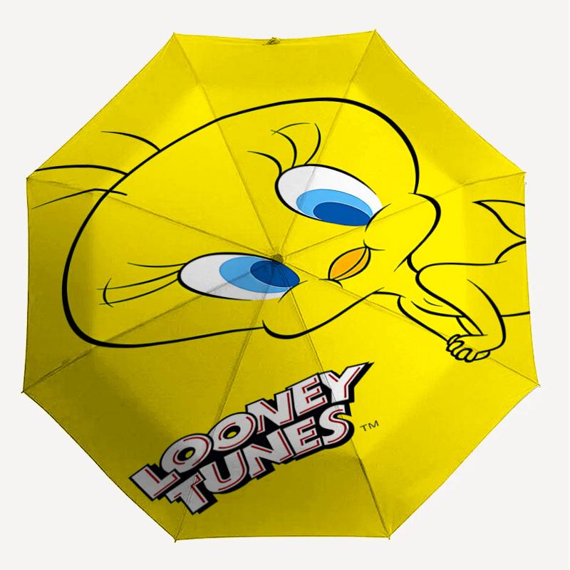 1PC Looney Tunes Tweety Bird Umbrella-8-Rib Reinforced, Automatic Open, Lightweight & Durable, Cute Fashion Accessory for Outdoor, D2663