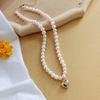 Niche Design Retro French Freshwater Pearl Peach Heart Necklace Female Elegant Versatile Temperament Collarbone Chain Simple Neck Chain