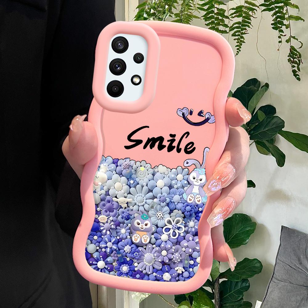 

Окрашенный узор Big Wave Edge Мягкий силиконовый материал Macaron чехол для телефона противоударный защитный резиновый чехол для Samsung Xiaomi Poco Redmi Redmi Note 12 Pro 4G розовый