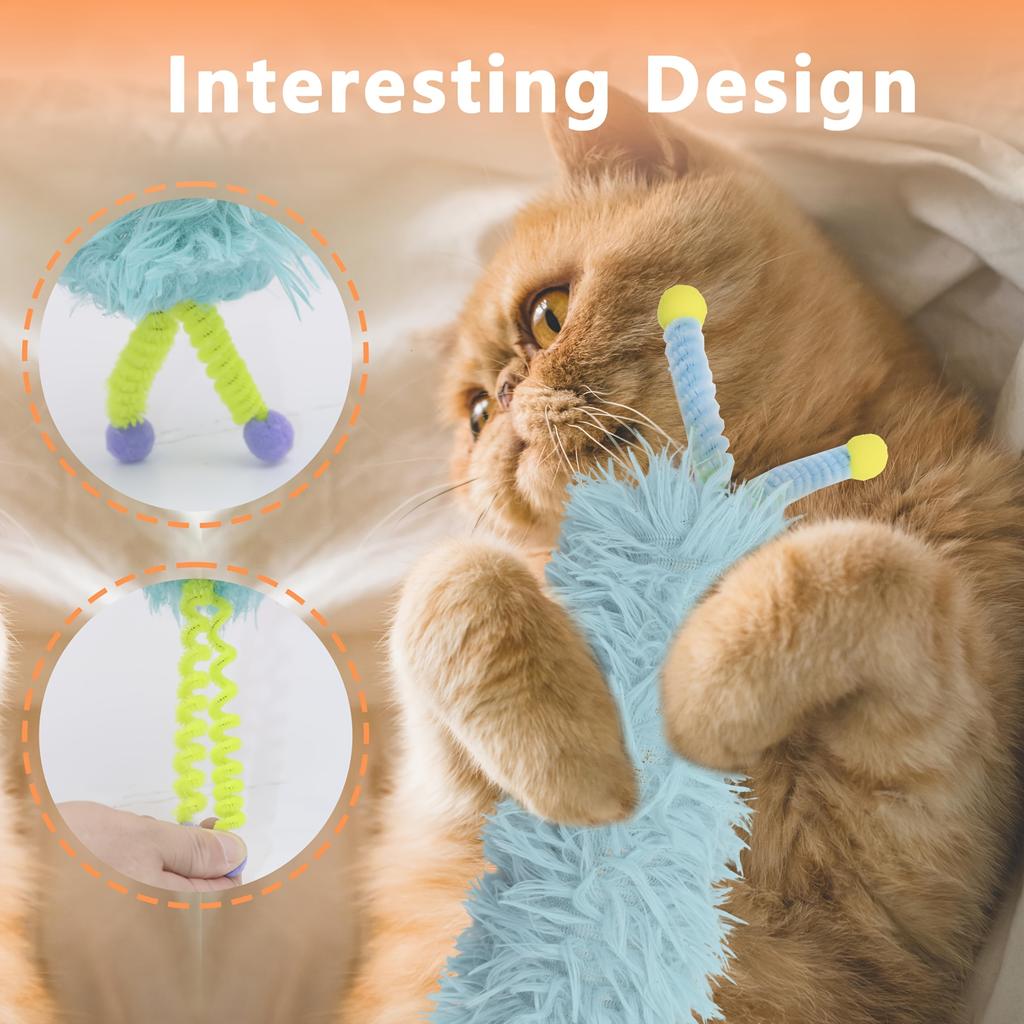 Interactive Cat Kicker Toy with Colorful Antennae - Soft & Durable Plush Pillow for Indoor Cats, Self-Play Companion Toy for Boredom Relief