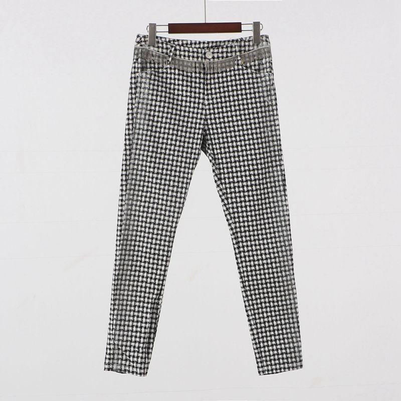 

Counter Price 599 [Li] Fashion Italian Genuine Goods Women s New Spring Stretch Pants Casual Pants 8a201 Black Plaid L/170