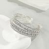 Multi - Layer Open Bangle Bracelet Full Rhinestone Stacked Cuff Jewelry for Women Silver Fashion
