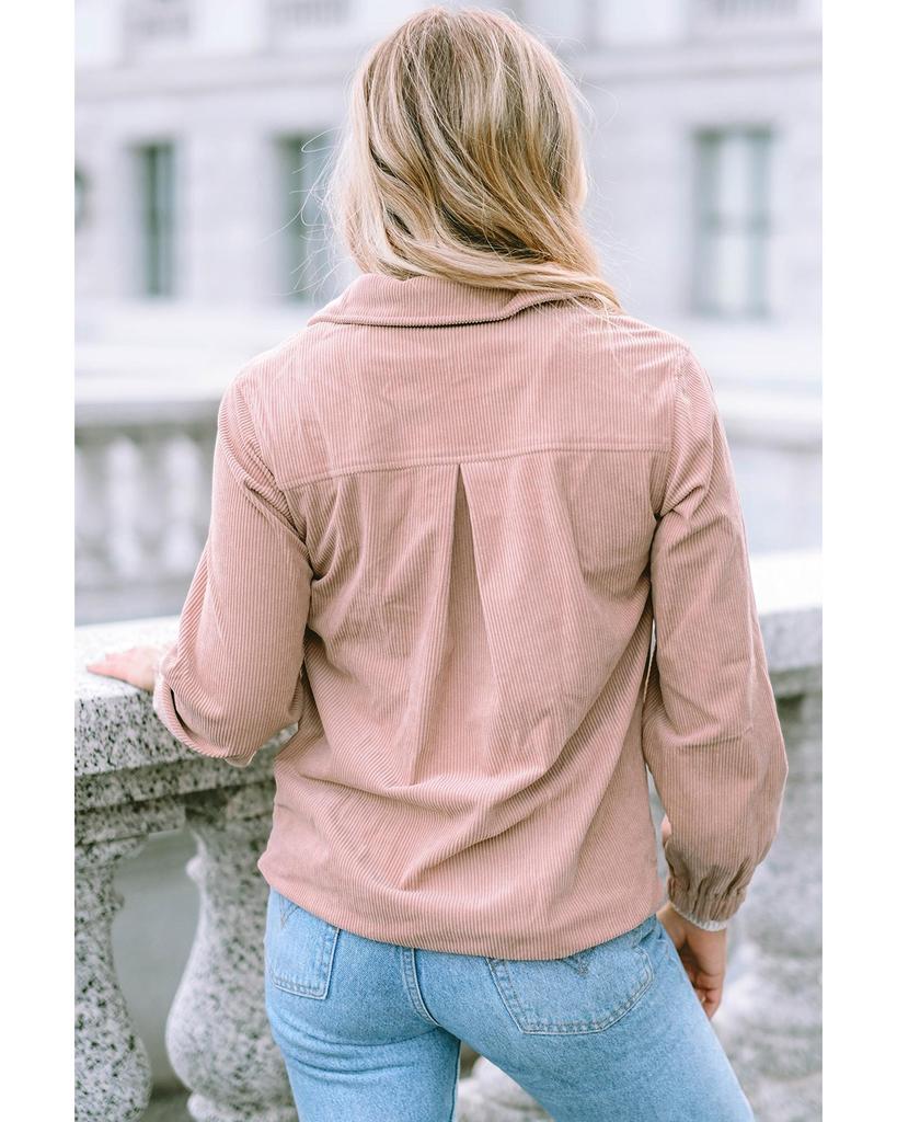 Azura Exchange Half Zip Ribbed Texture Collared Sweatshirt