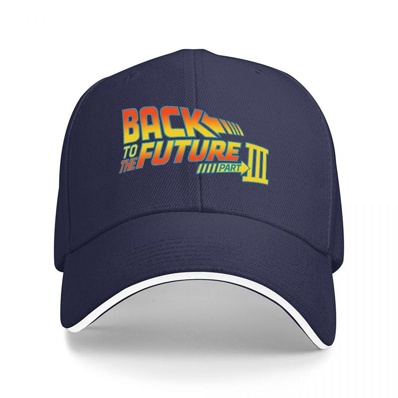 

Back to the Future Part III Baseball Cap Classic Movie Logo Design Black Adjustable Hat for Fans of Time Travel Adventure Adjustable