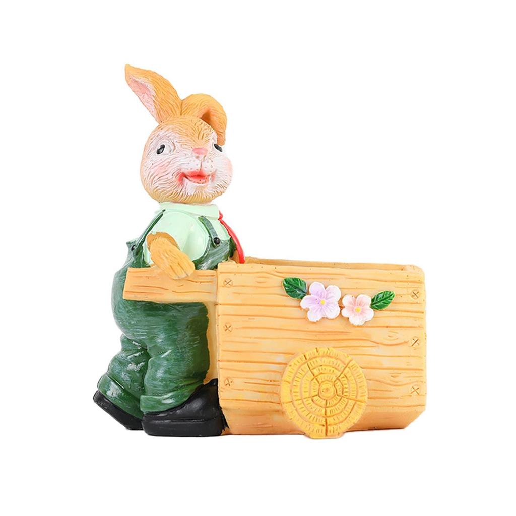 Easter Rabbit Decor Planter Cartoon Bunny Resin Handicraft Succulent Flower Pot Craft Decoration For Shelf Balcony Bedroom