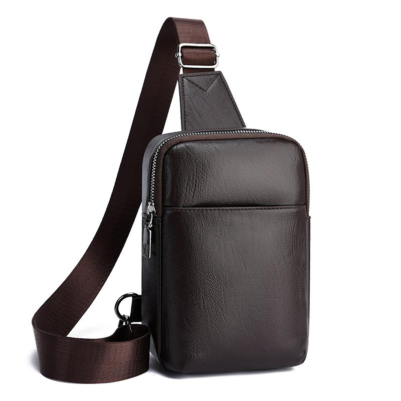 

Unisex PU Leather Sling Bag – Compact Crossbody Chest Pack for Travel, Commute & Light Outdoor Use коричневий