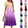 Ladies' Gradient Printed Casual And Fashionable Short Sleeved Round Neck Dress