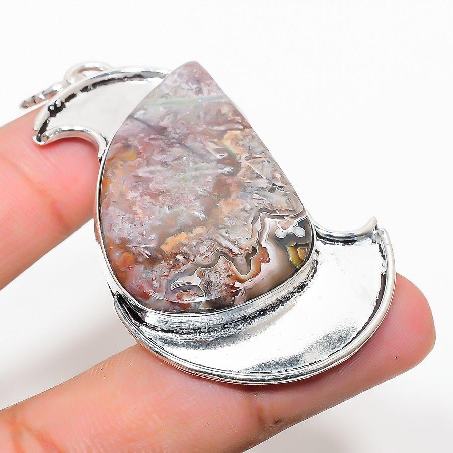 

Подвеска из натурального агата с кружевом Лагуна, стерлингового серебра 925 пробы, 2,56 дюйма, s7u64