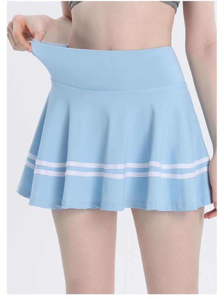 Zweiteiliger Anti-Expositions-Plisseerock für den Schulanfang mit hochtaillierten, schnelltrocknenden Yogahosen für Laufen und Badminton-Fitness.