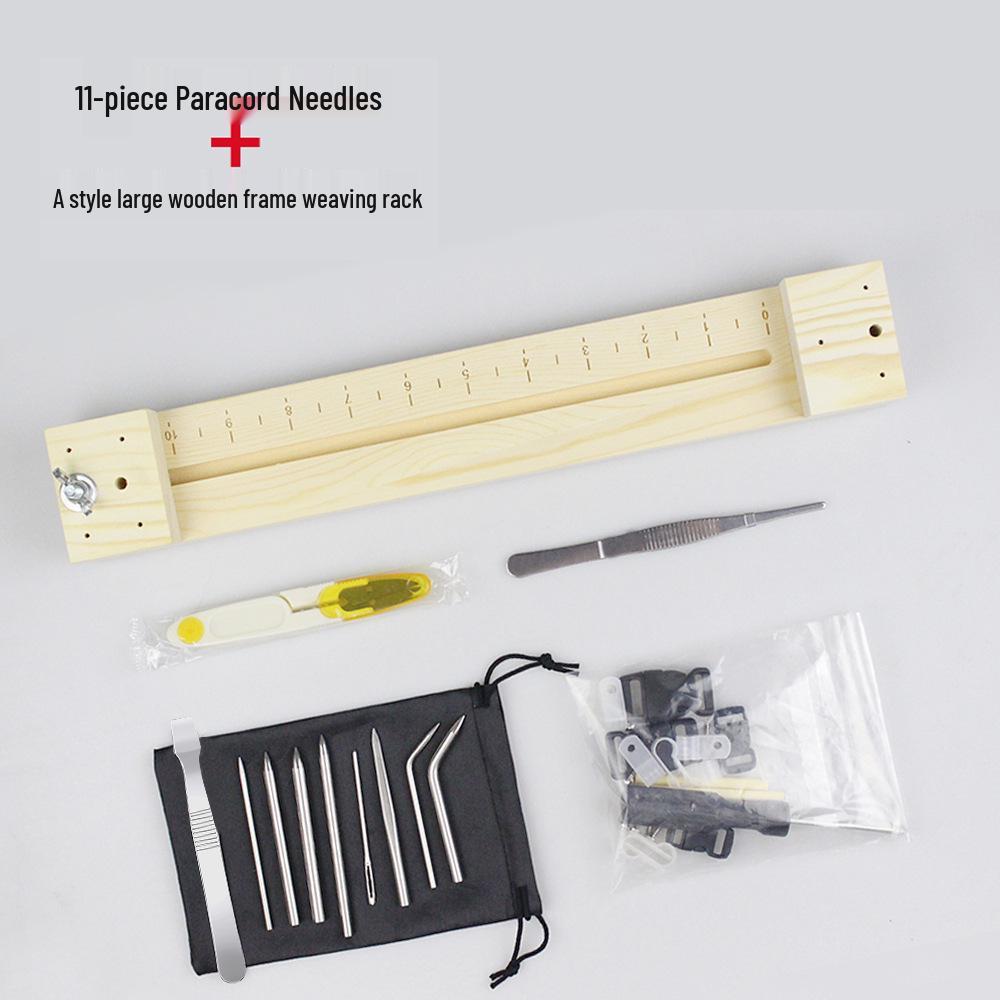 DIY Paracord Bracelet Weaving Tool Set with Steel Needle and Wood Frame