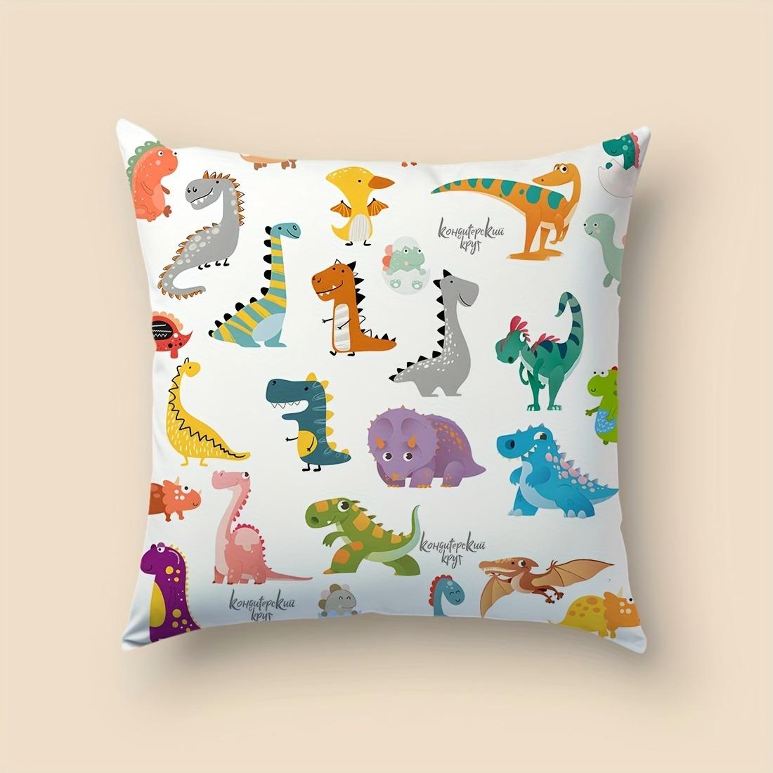 

1Pcs cute dinosaur illustration design peach skin velvet pillow cover 40x40cm/16x16inch