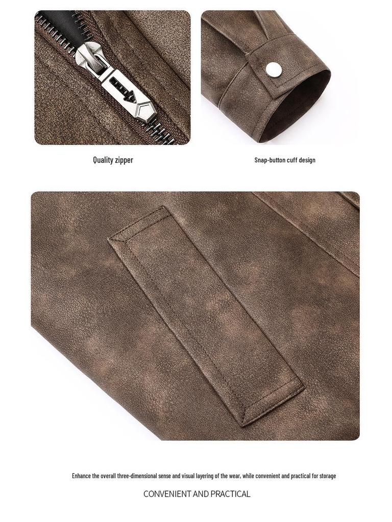 2025 Men's Retro Suede Velvet Jacket - Trendy American Lapel Style for Autumn