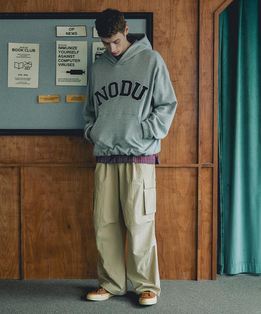 NODU Cargo Tuck Drawstring Wide-Leg Pants [Beige]